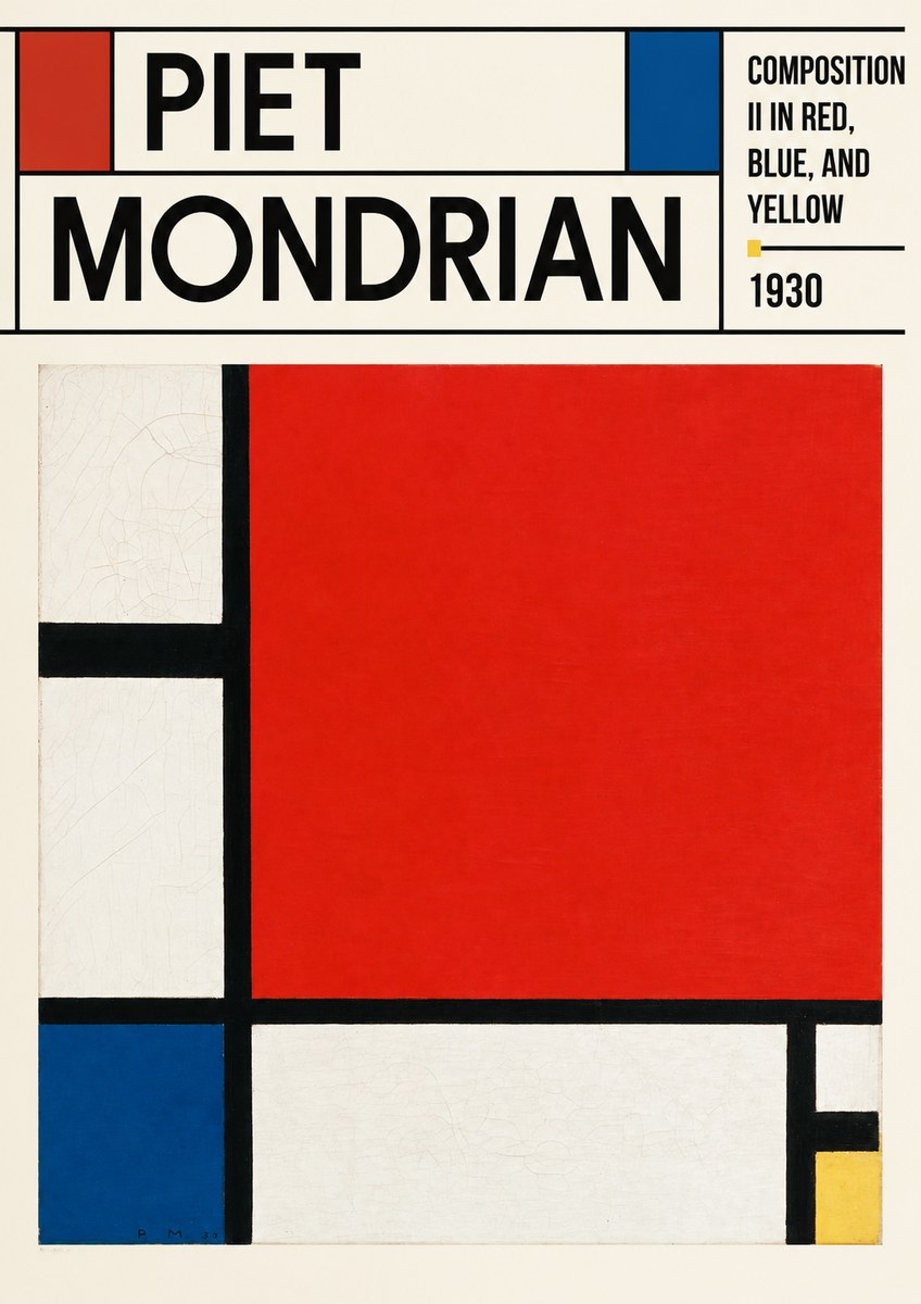 Piet Mondrian Composition Ii in Red, Blue, and Yellow No3 - Plakat