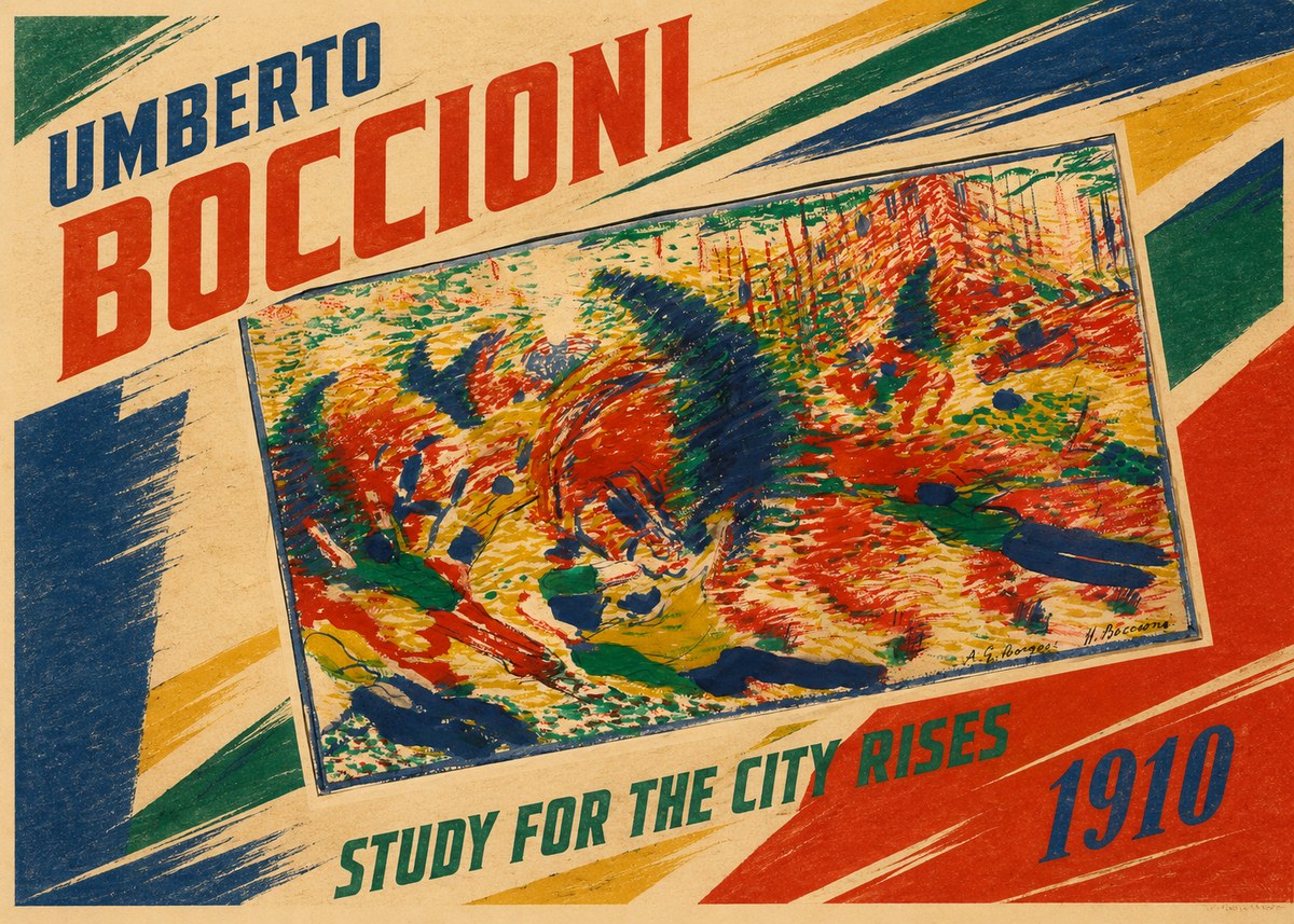 Umberto Boccioni Study for the City Rises No2 - Plakat