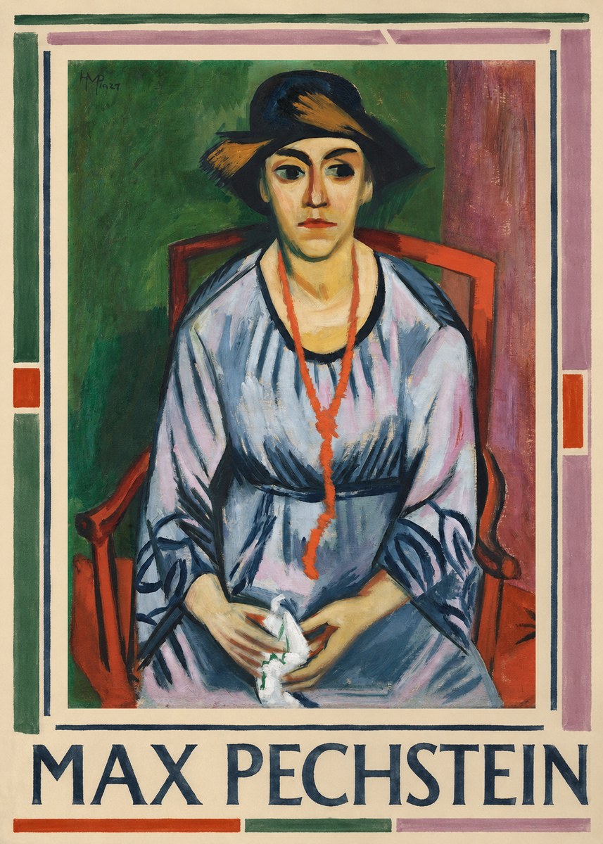 Max Pechstein Seated Woman with Hat No1 - Plakat