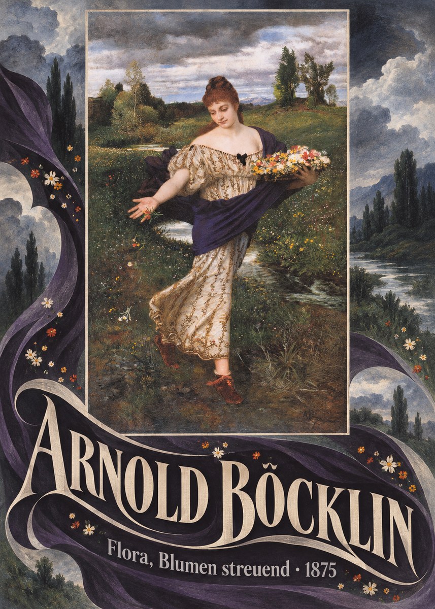 Arnold Böcklin Flora, Blumen Streuend I No6 - Plakat