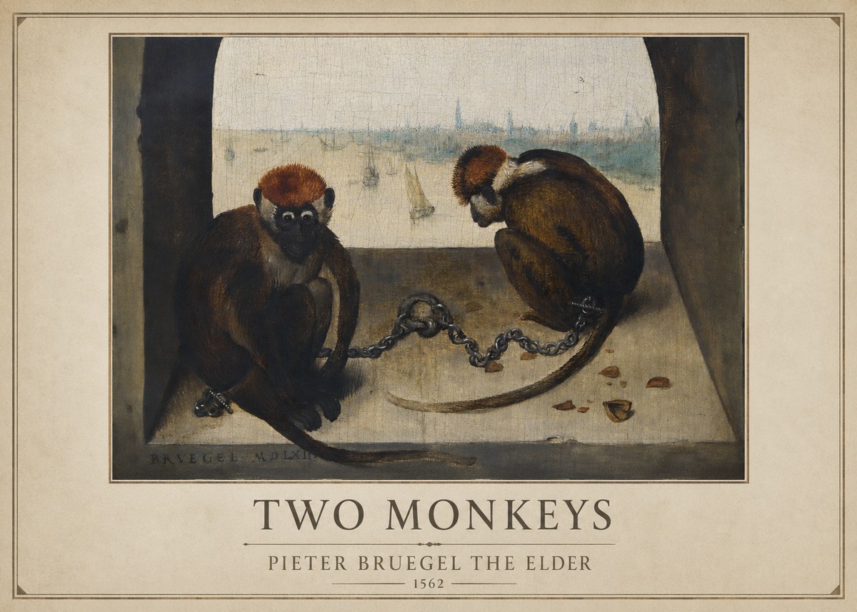 Pieter Bruegel Two Monkeys I No1 - Plakat