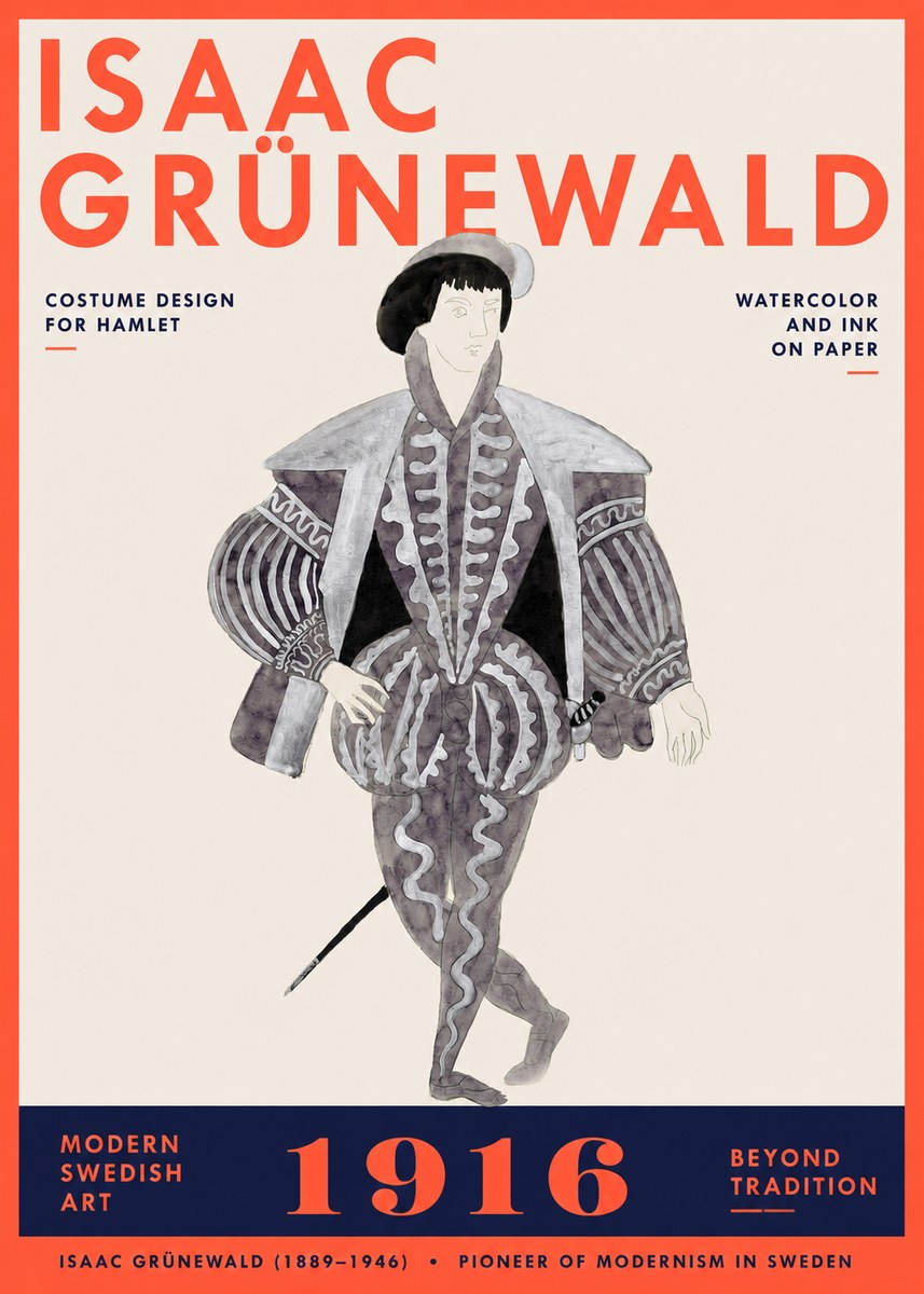 Isaac Grünewald Costume Design for Hamlet No3 - Plakat