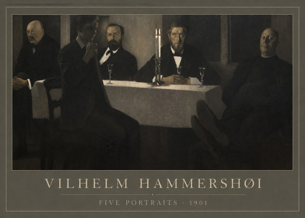 Vilhelm Hammershøi Five Portraits I No1 - Plakat