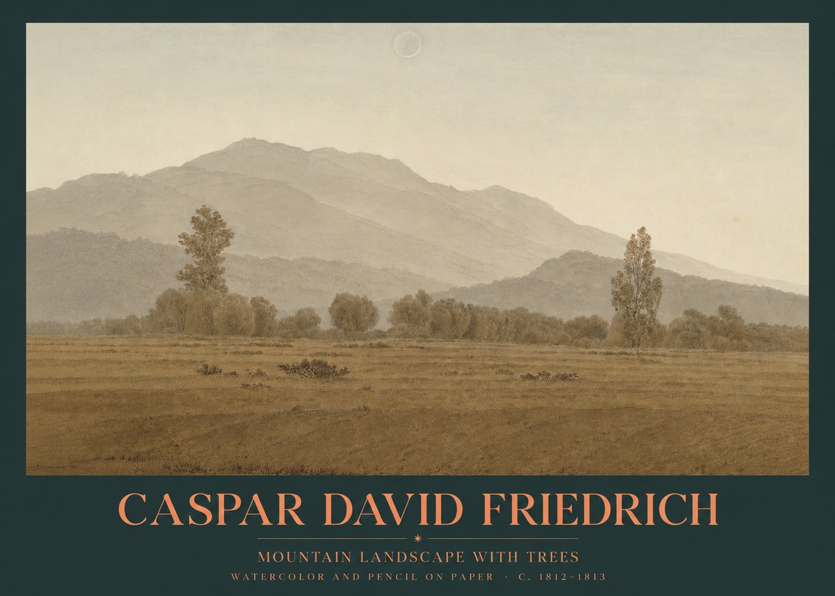 Caspar David Friedrich Mountain Landscape with Trees No2 - Plakat