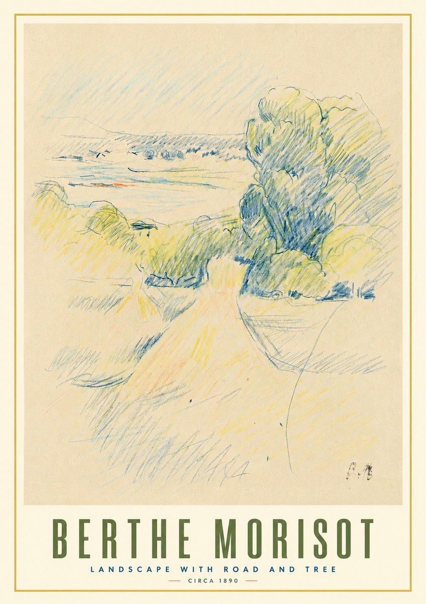 Berthe Morisot Landscape with Road and Tree No3 - Plakat