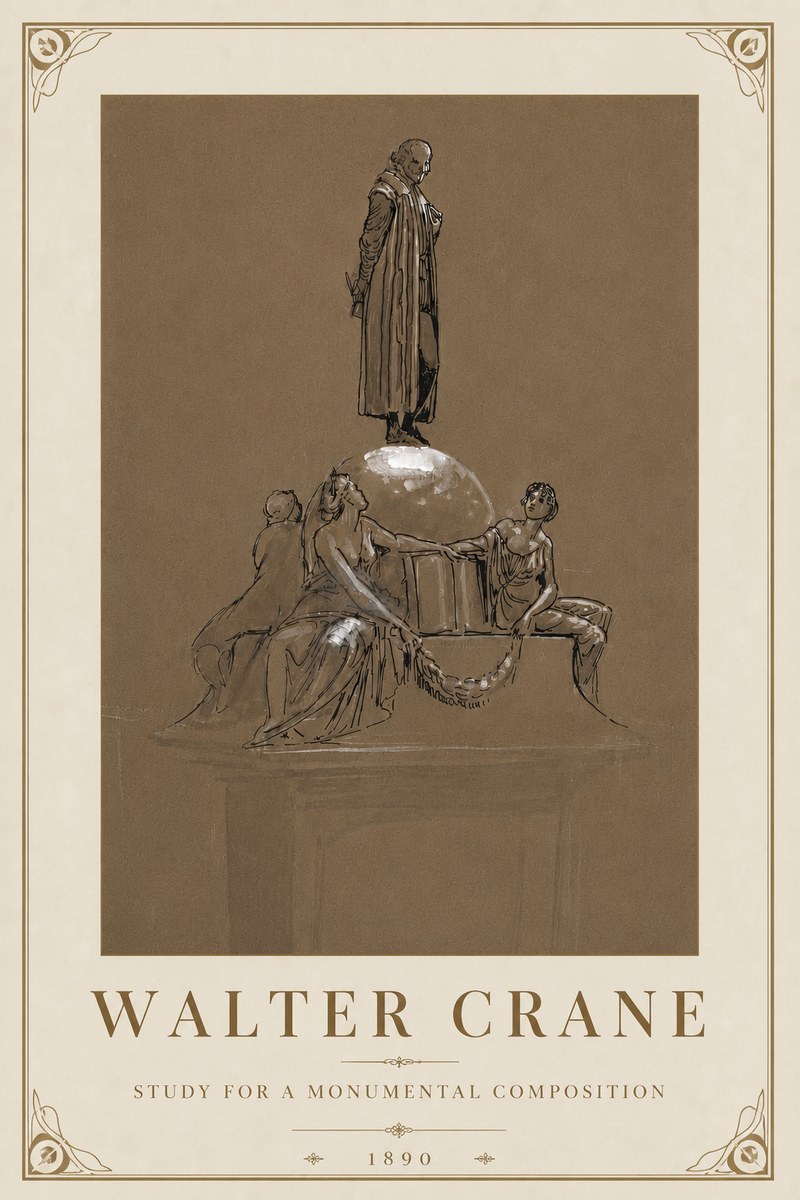 Walter Crane Study for a Monumental Composition No5 - Plakat