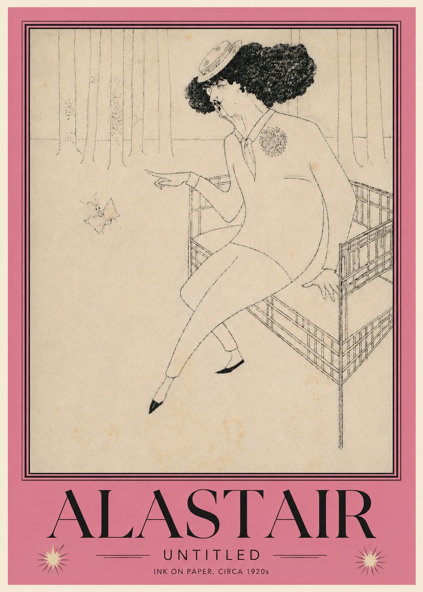 Alastair Lady with Butterfly No6 - Plakat