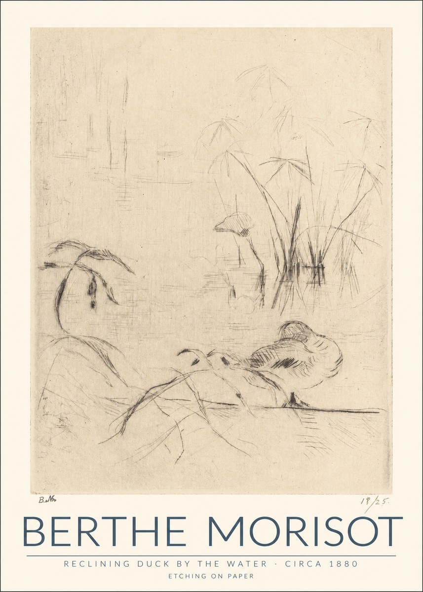 Berthe Morisot Reclining Duck by the Water No1 - Plakat
