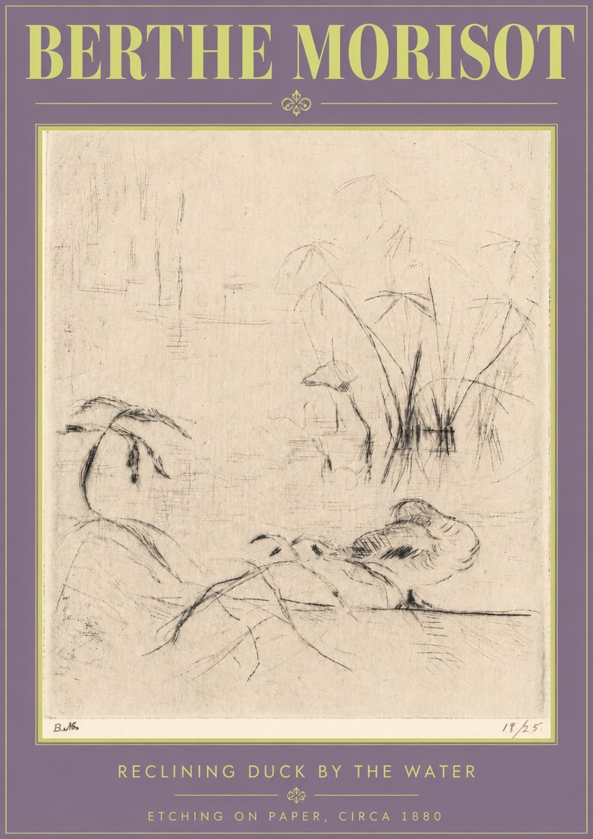Berthe Morisot Reclining Duck by the Water No4 - Plakat
