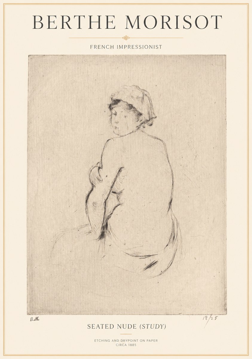 Berthe Morisot Seated Nude (Study) No1 - Plakat
