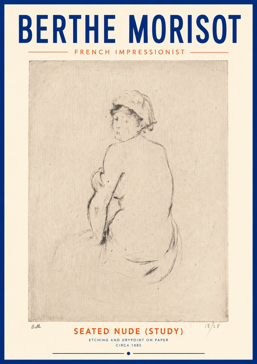 Berthe Morisot Seated Nude (Study) No4 - Plakat