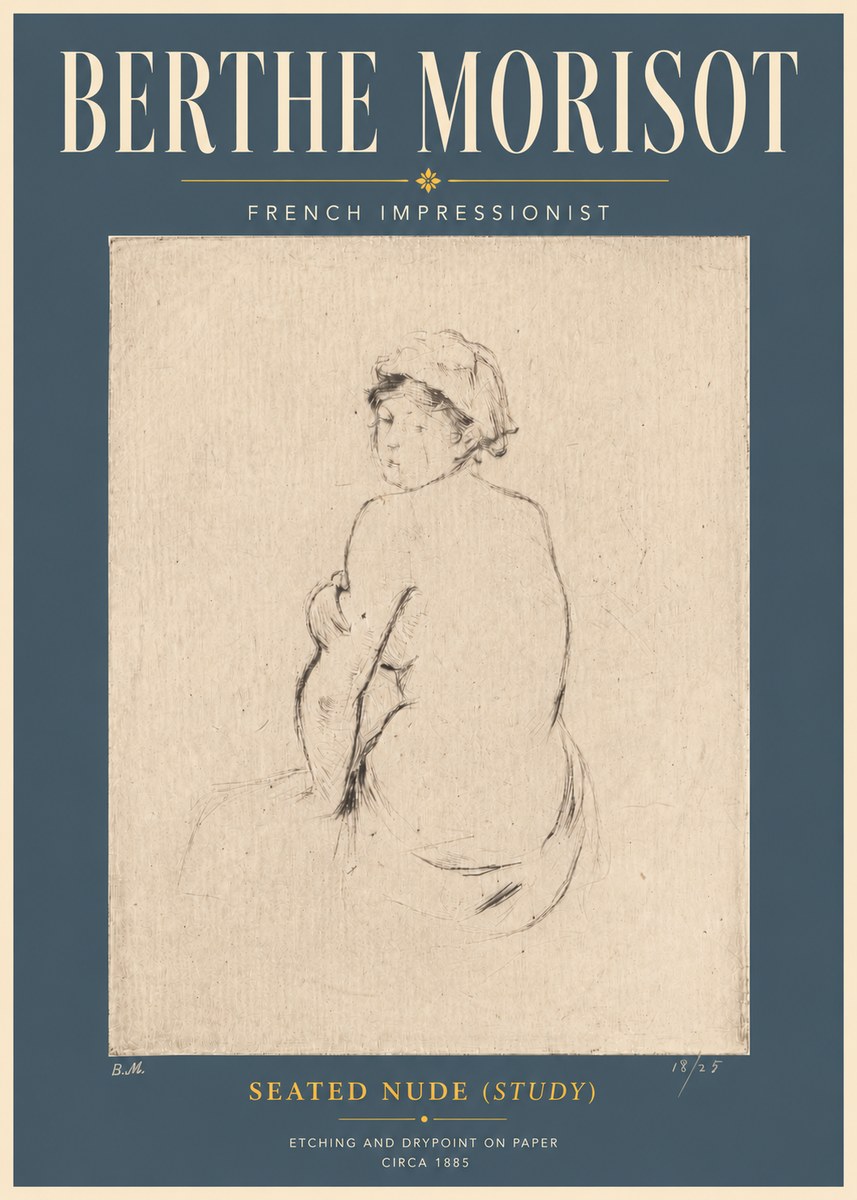 Berthe Morisot Seated Nude (Study) No6 - Plakat