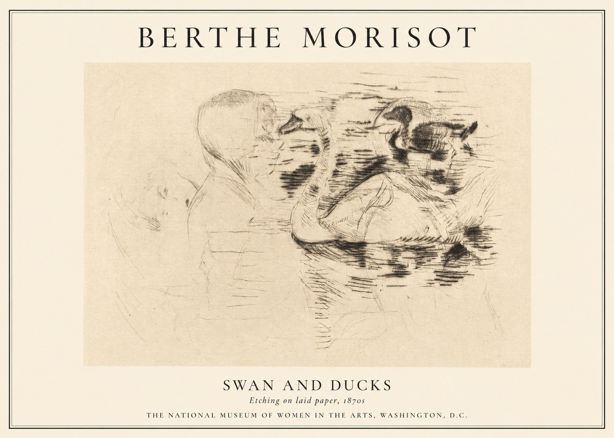 Berthe Morisot Swan and Ducks No1 - Plakat