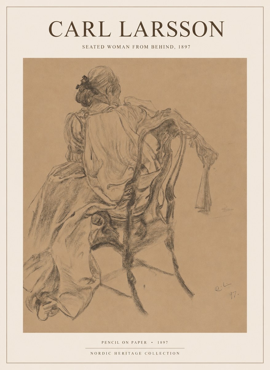 Carl Larsson Study of a Seated Woman from Behind No6 - Plakat