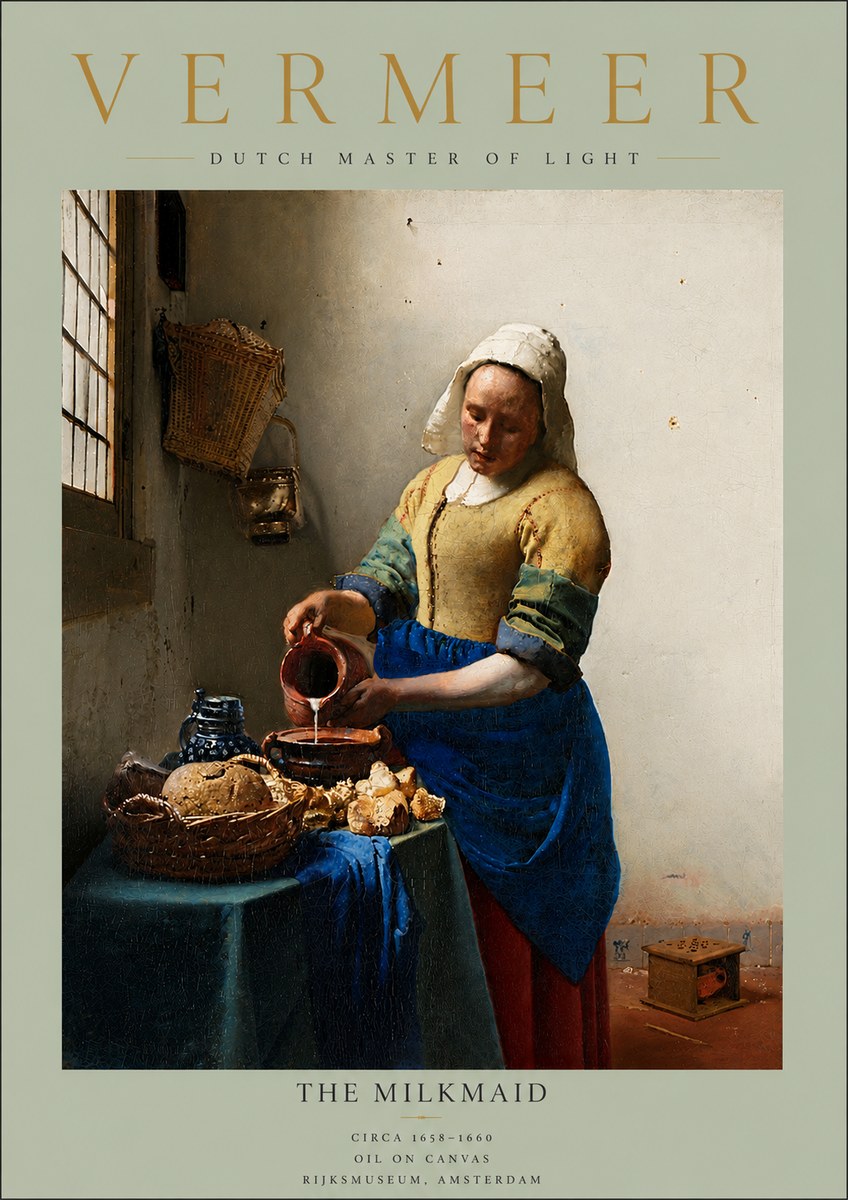 Vermeer The Milkmaid No5 - Plakat