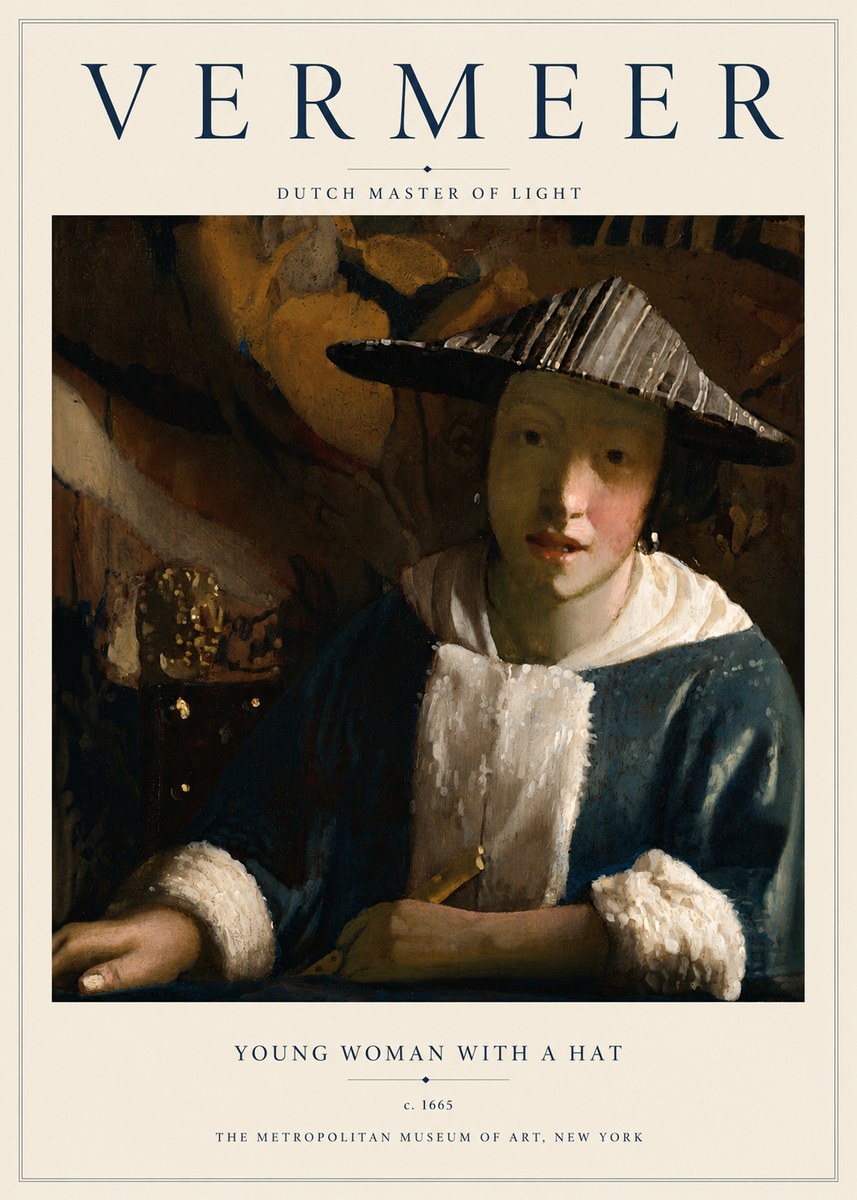 Vermeer Young Woman with a Hat No5 - Plakat