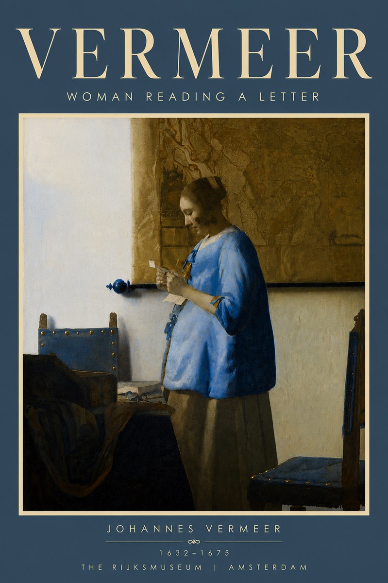 Vermeer Woman Reading a Letter No6 - Plakat