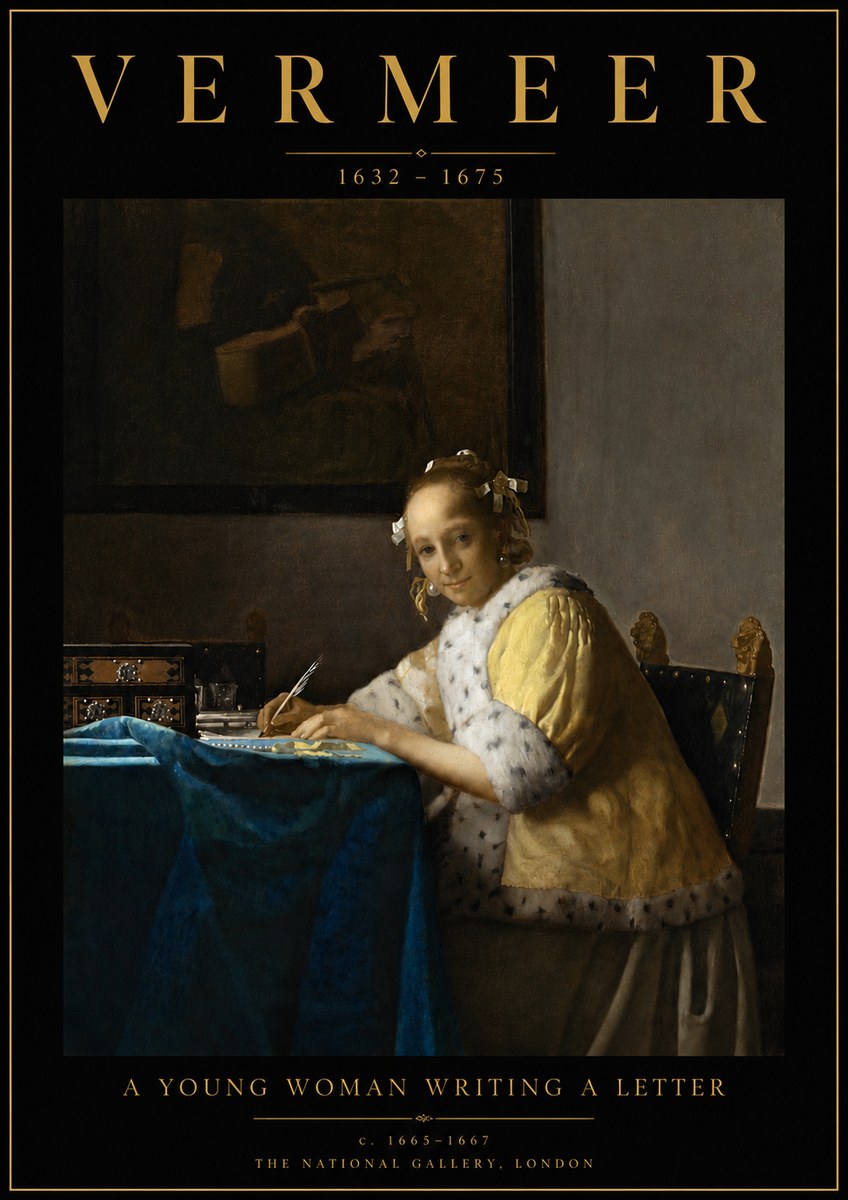 Vermeer A Young Woman Writing a Letter No4 - Plakat
