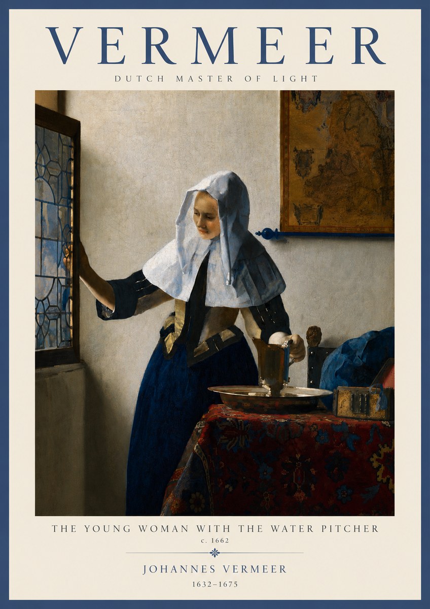Vermeer The Young Woman with the Water Pitcher No2 - Plakat