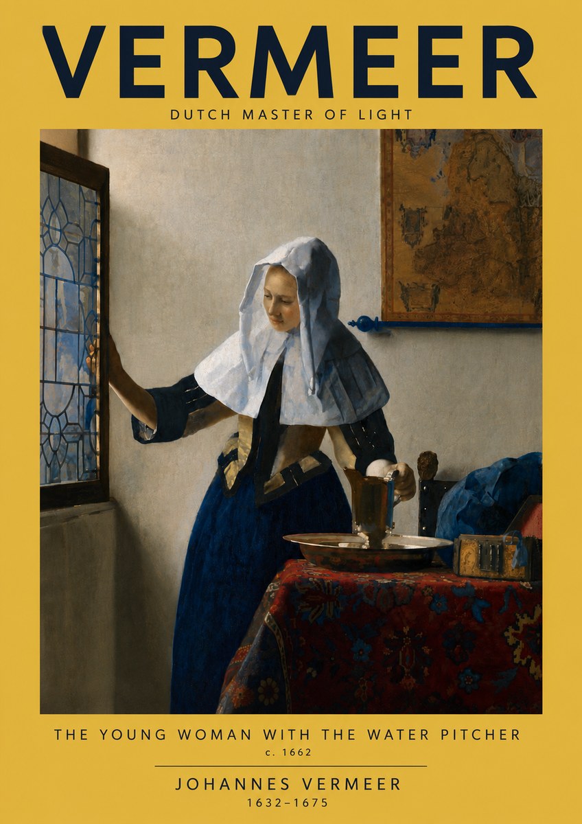 Vermeer The Young Woman with the Water Pitcher No4 - Plakat