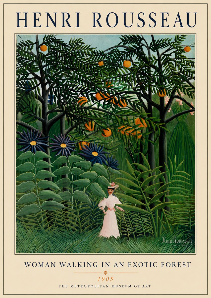 Rousseau Woman Walking in an Exotic Forest No4 - Plakat