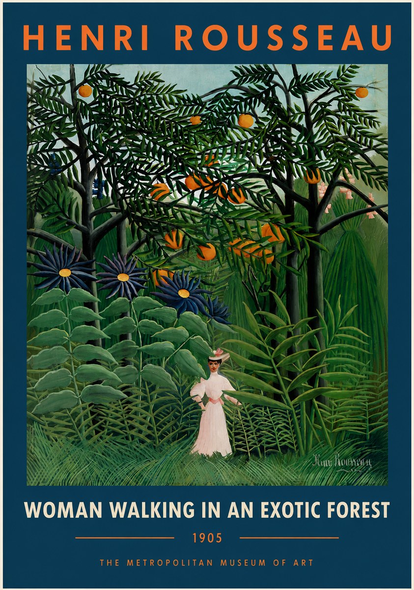 Rousseau Woman Walking in an Exotic Forest No5 - Plakat