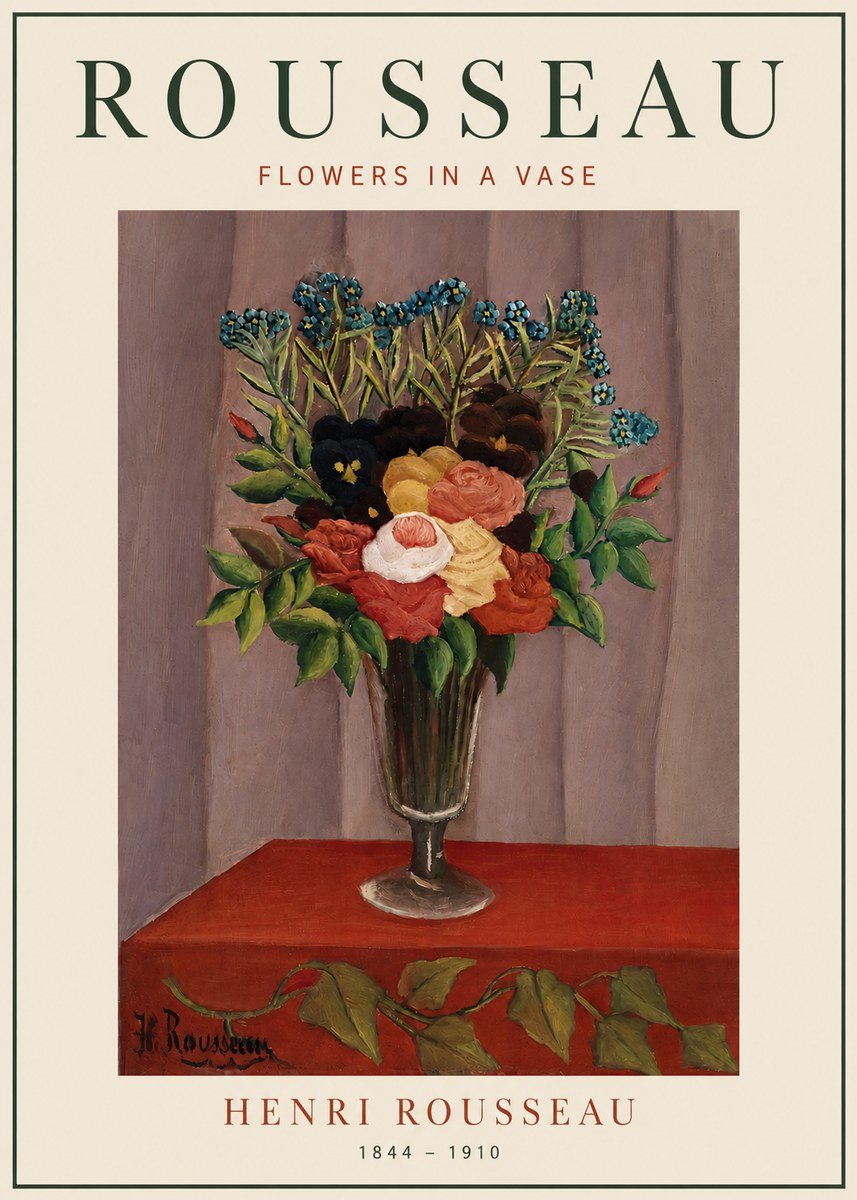 Rousseau Flowers in a Vase No4 - Plakat