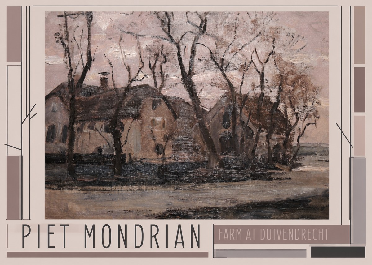 Piet Mondrian Farm at Duivendrecht No1 - Plakat