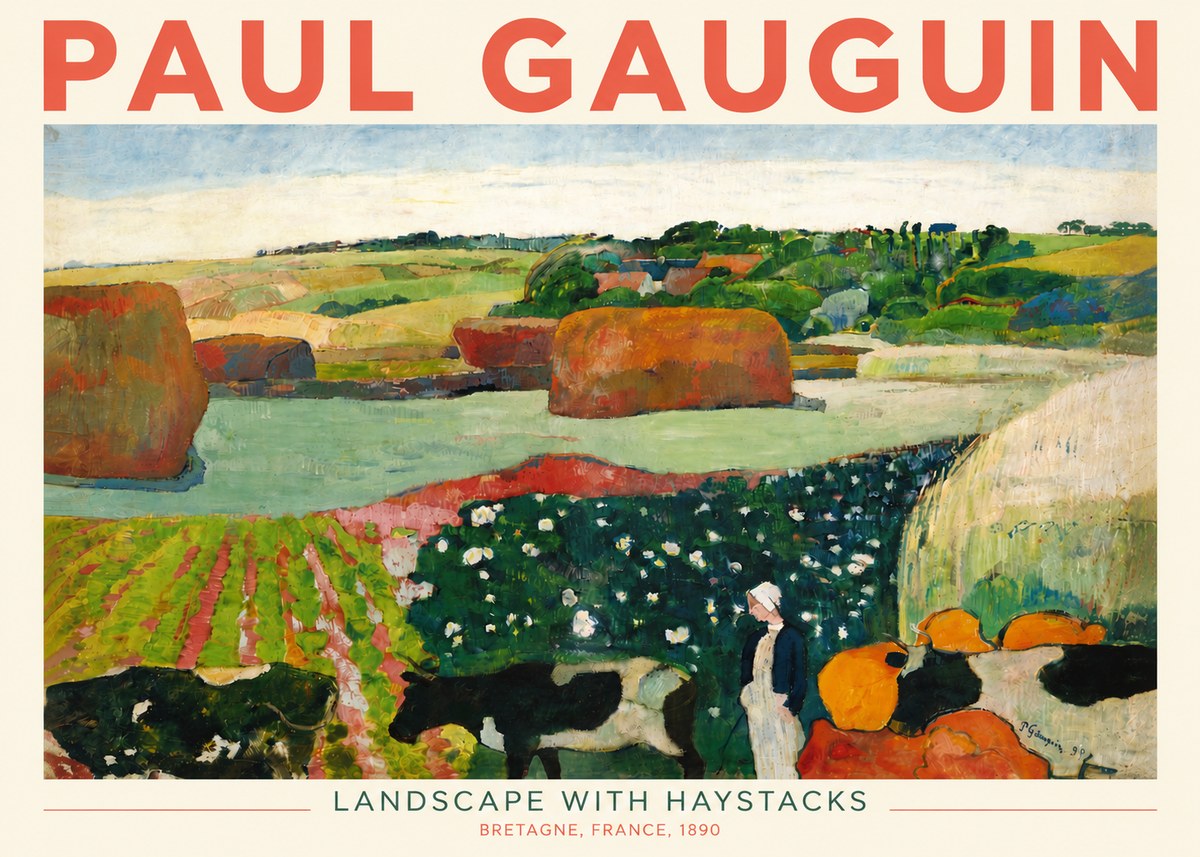 Paul Gauguin Landscape with Haystacks No4 - Plakat