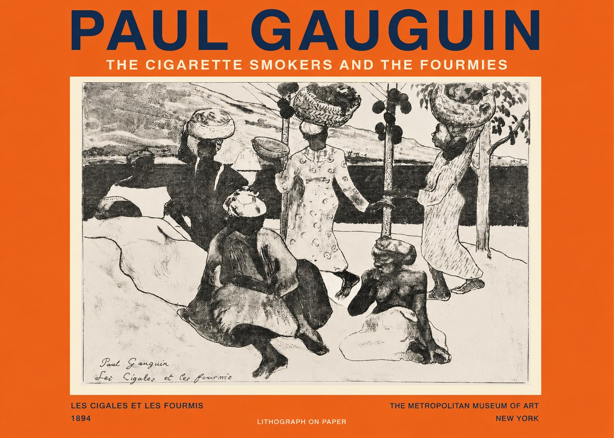 Paul Gauguin The Cigarette Smokers and the Fourmies No2 - Plakat
