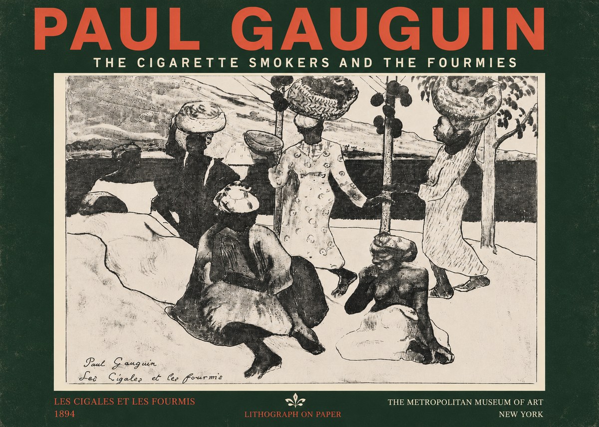 Paul Gauguin The Cigarette Smokers and the Fourmies No4 - Plakat