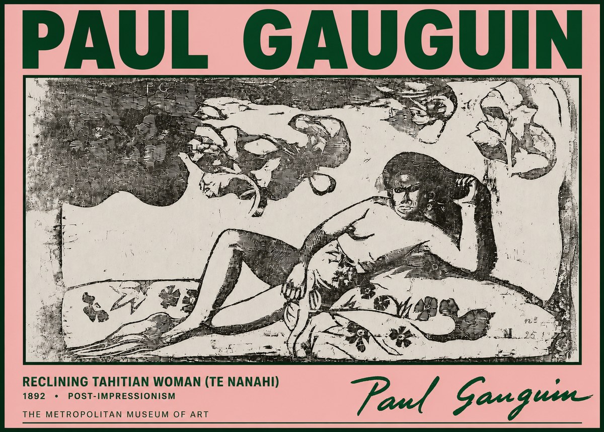 Paul Gauguin Reclining Tahitian Woman (Te Nanahi) No4 - Plakat