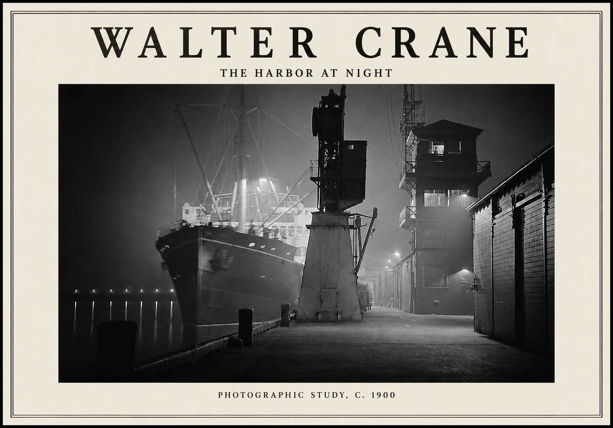 Walter Crane The Harbor at Night No5 - Plakat