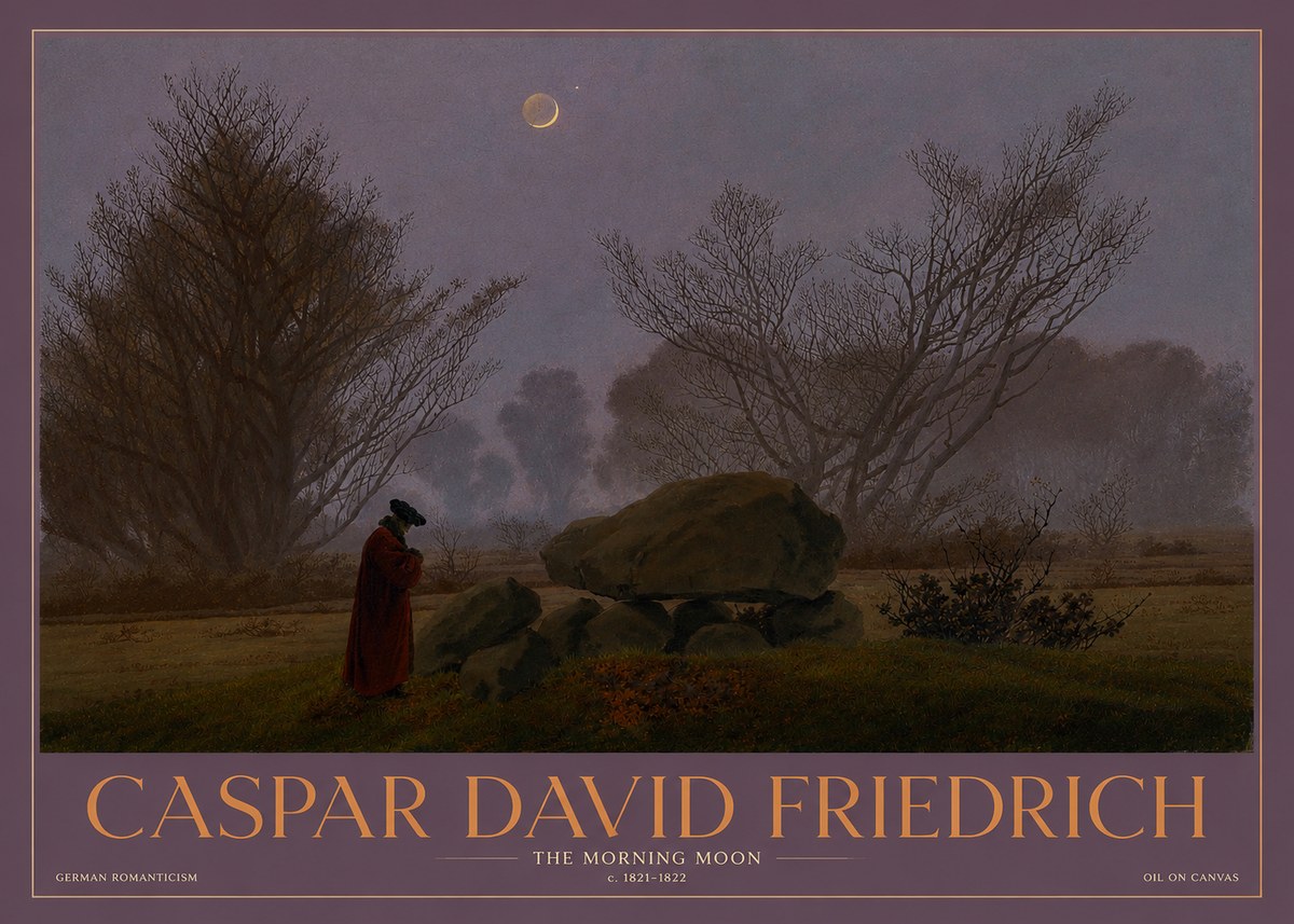 Caspar David Friedrich The Morning Moon No3 - Plakat