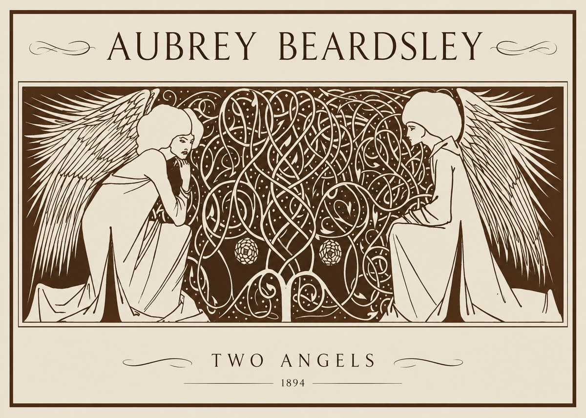 Aubrey Beardsley Two Angels No1 - Plakat