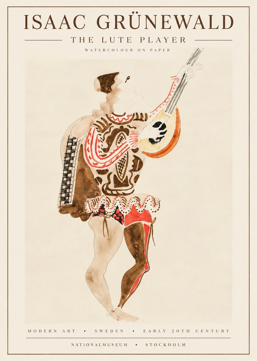 Isaac Grünewald The Lute Player No1 - Plakat