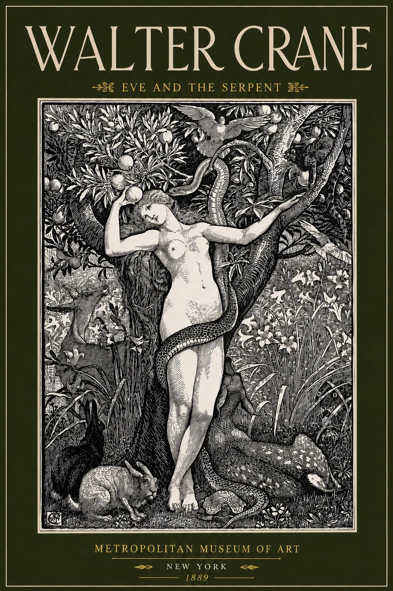 Walter Crane Eve and the Serpent No4 - Plakat