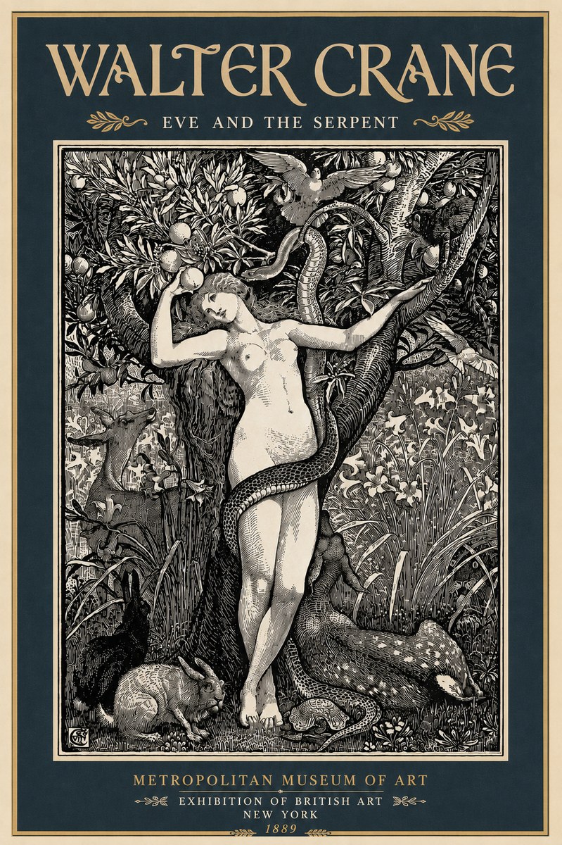 Walter Crane Eve and the Serpent No6 - Plakat