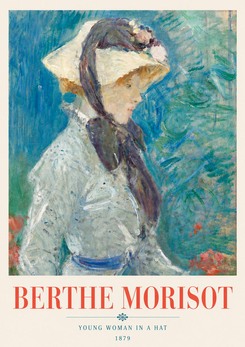 Berthe Morisot Young Woman in a Hat No6 - Plakat