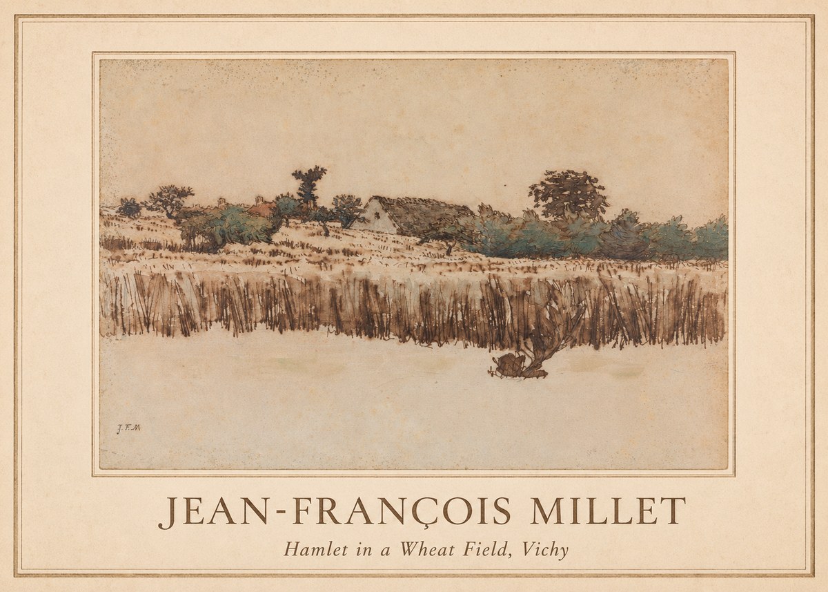 Jean-François Millet Hamlet in a Wheat Field, Vichy No1 - Plakat