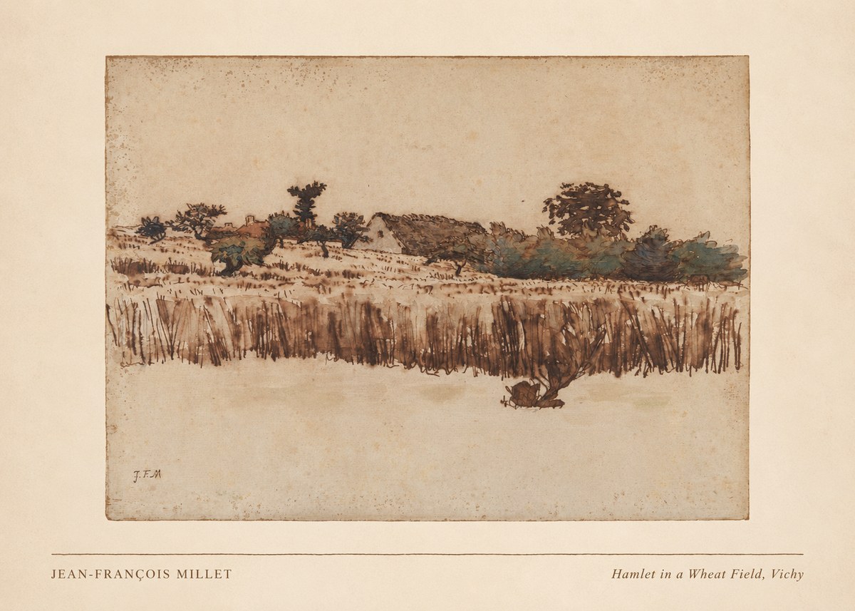 Jean-François Millet Hamlet in a Wheat Field, Vichy No3 - Plakat