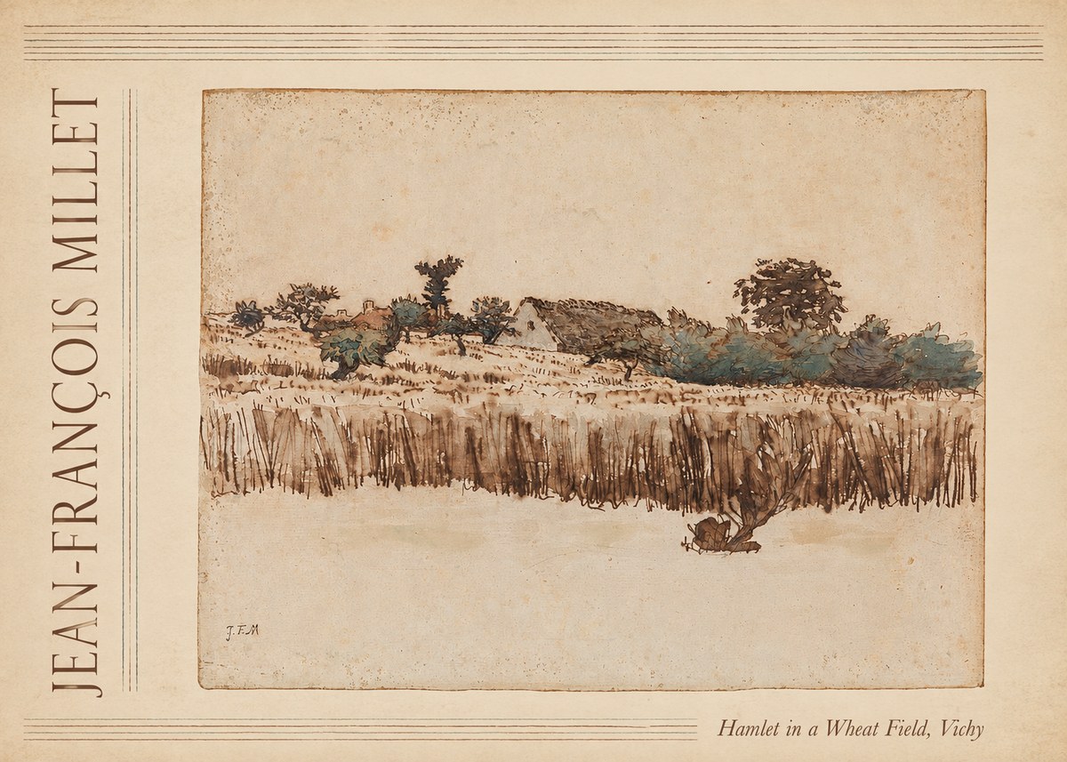Jean-François Millet Hamlet in a Wheat Field, Vichy No4 - Plakat