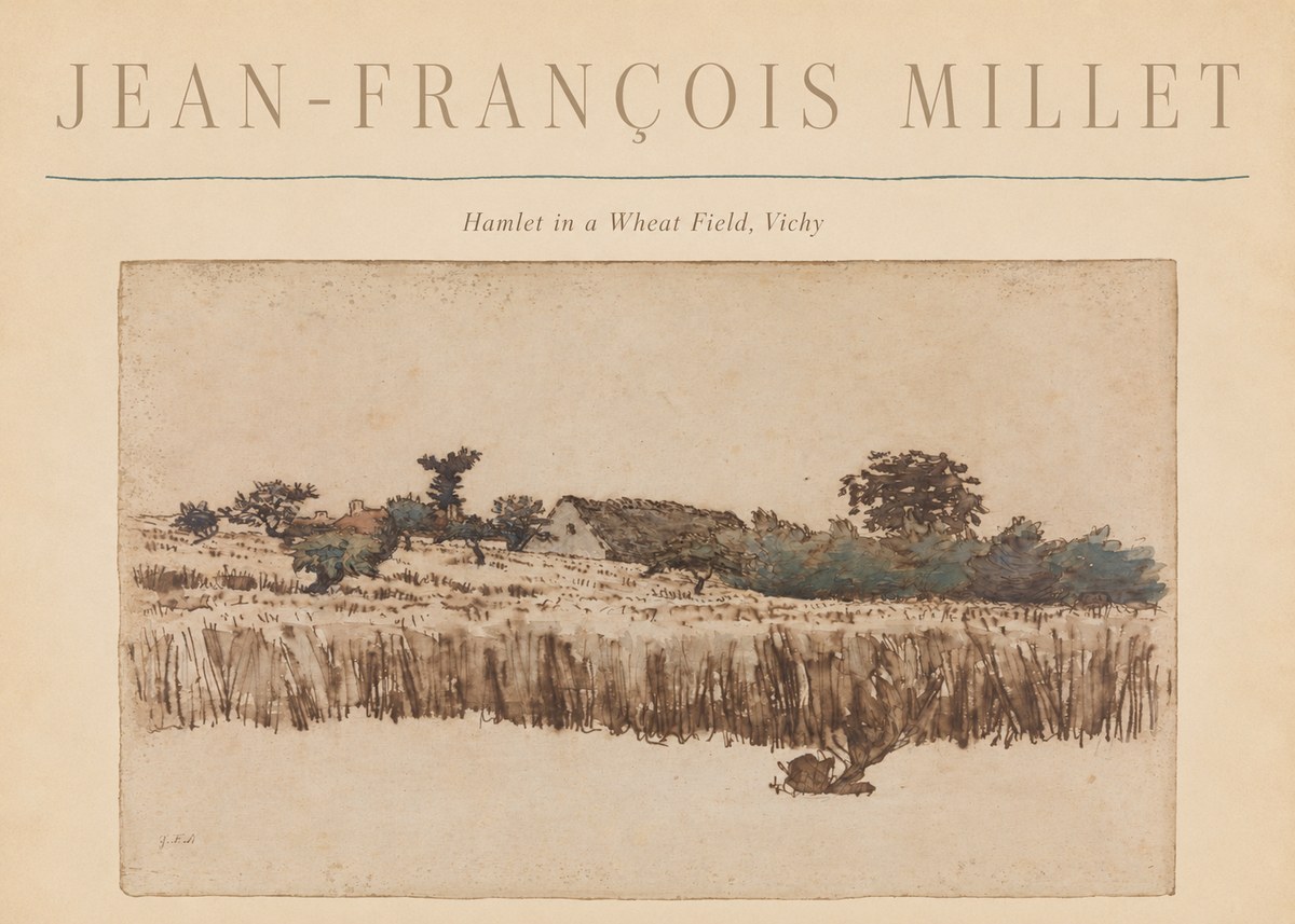 Jean-François Millet Hamlet in a Wheat Field, Vichy No6 - Plakat