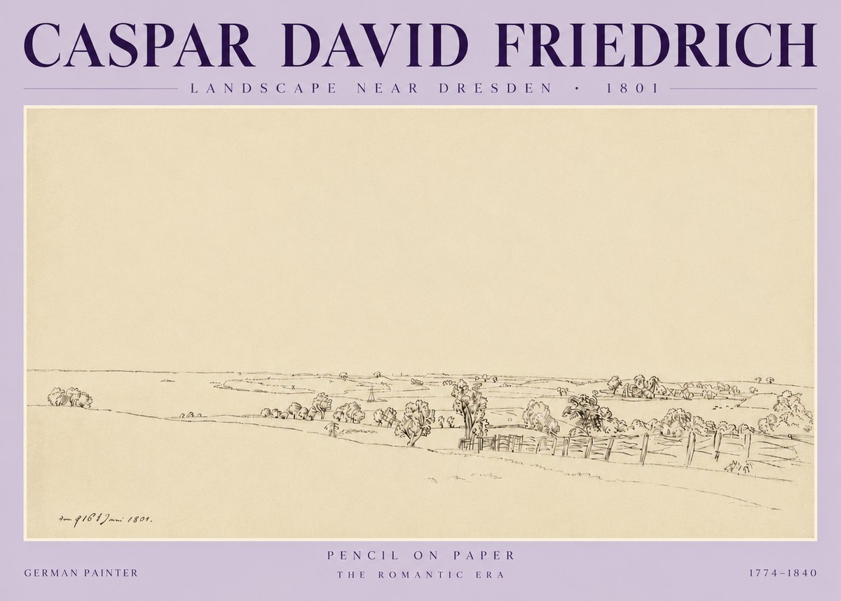 Caspar David Friedrich View of the Countryside Near Dresden No6 - Plakat