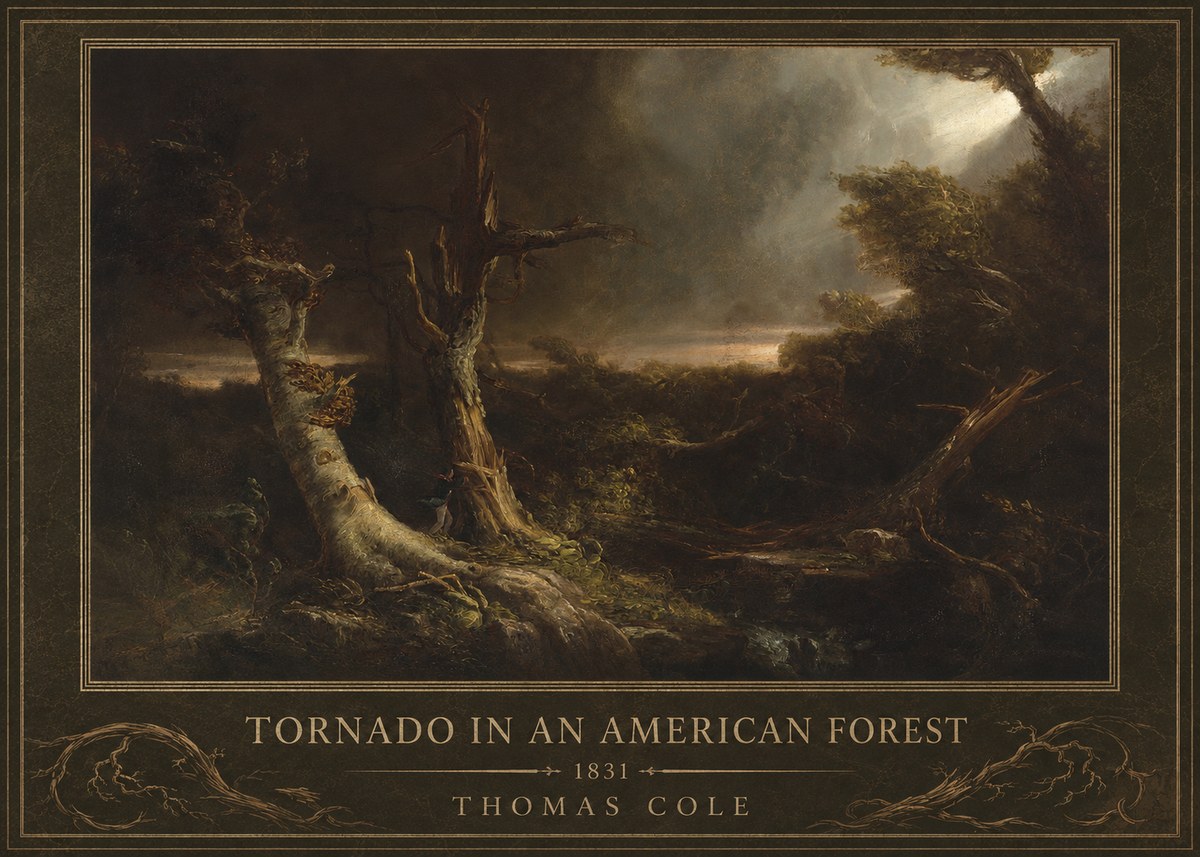 Thomas Cole Tornado in an American Forest No1 - Plakat