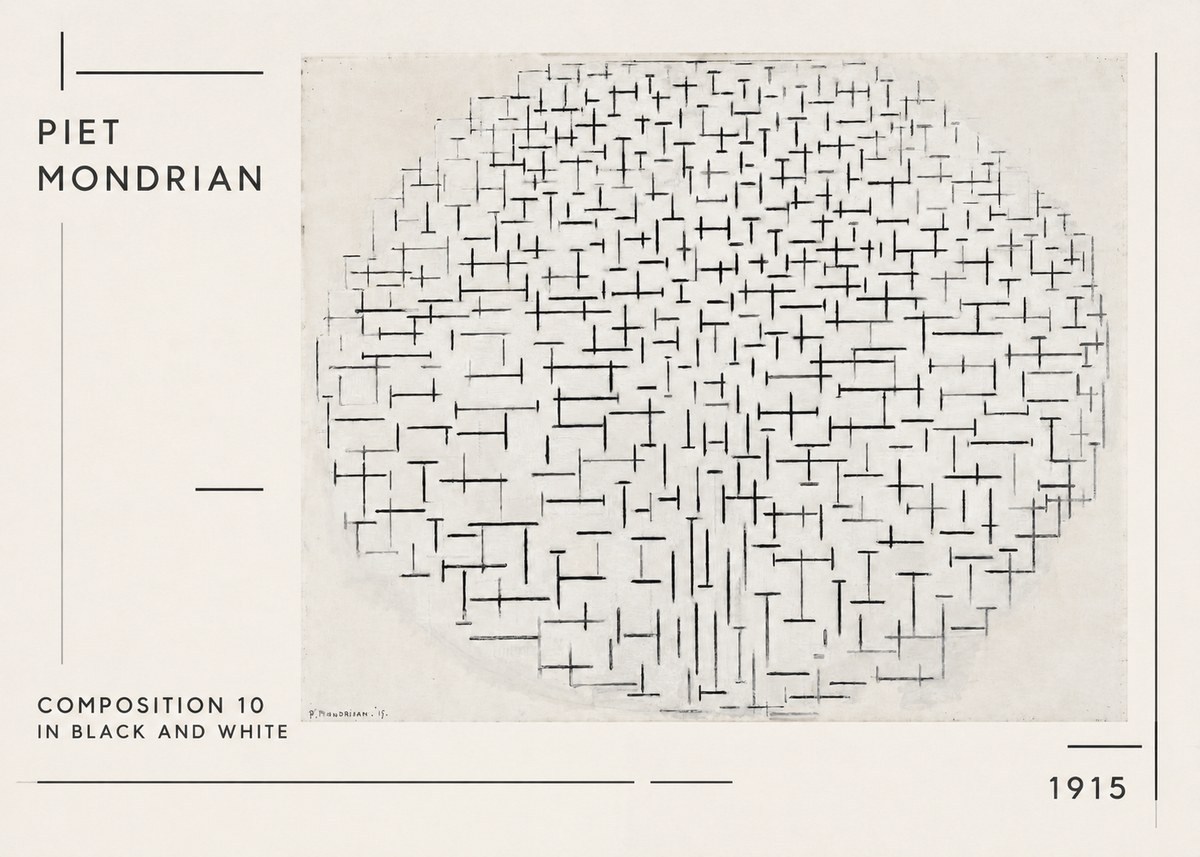 Piet Mondrian Composition 10 in Black and White No1 - Plakat