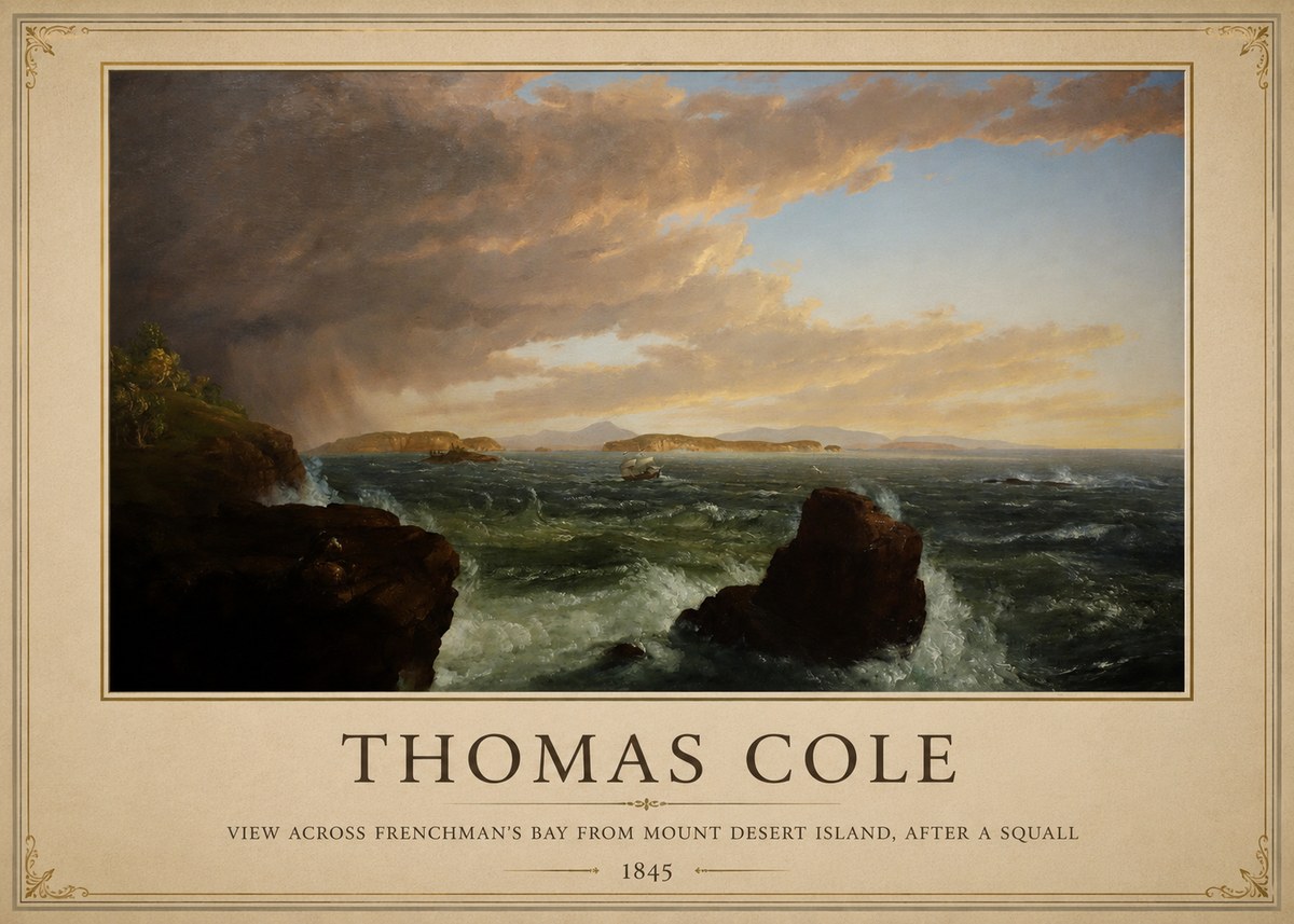 Thomas Cole View Across Frenchman's Bay from Mount Desert Island, After a Squall I No1 - Plakat