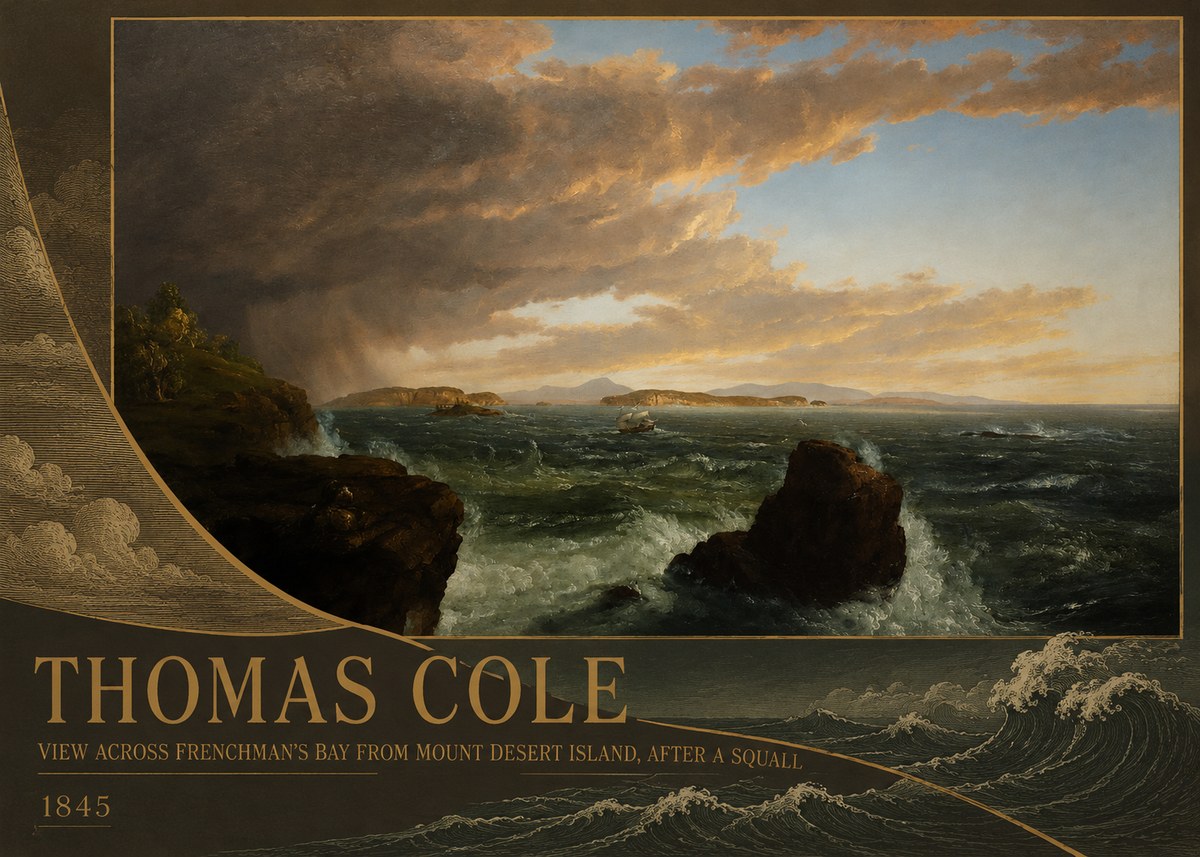 Thomas Cole View Across Frenchman's Bay from Mount Desert Island, After a Squall I No2 - Plakat