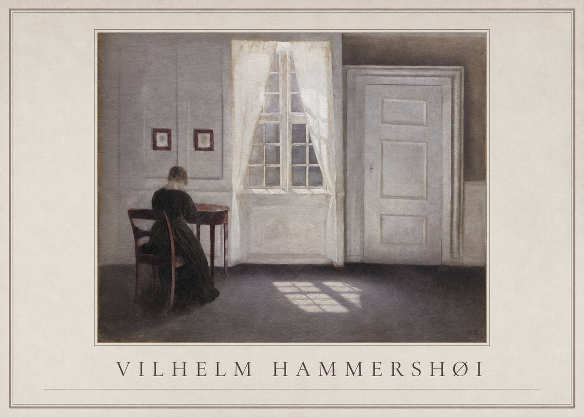 Vilhelm Hammershøi Interior with a Woman at a Table No1 - Plakat