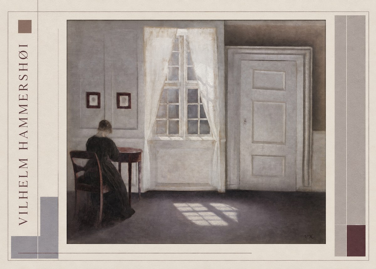 Vilhelm Hammershøi Interior with a Woman at a Table No2 - Plakat